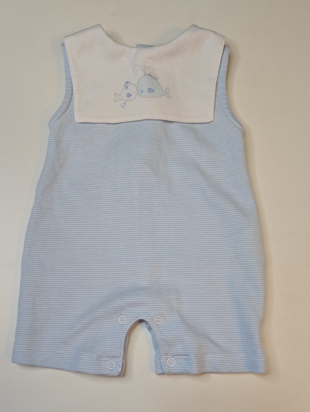 Kissy Kissy Pale Blue and White Striped Baby Romper